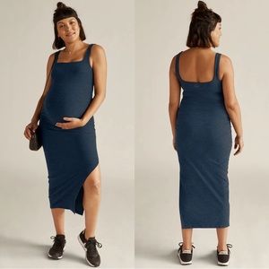 Beyond Yoga Navy Blue Maternity Midi Dress